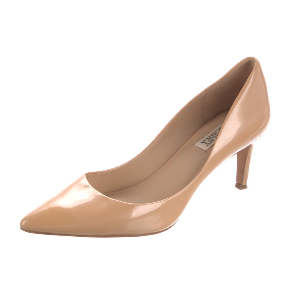 Badgley Mischka nude patent heels 8